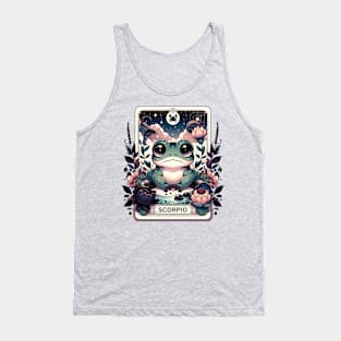 Scorpio Zodiac Cottagecore Frog Tarot Card Birthday Kawaii Tank Top